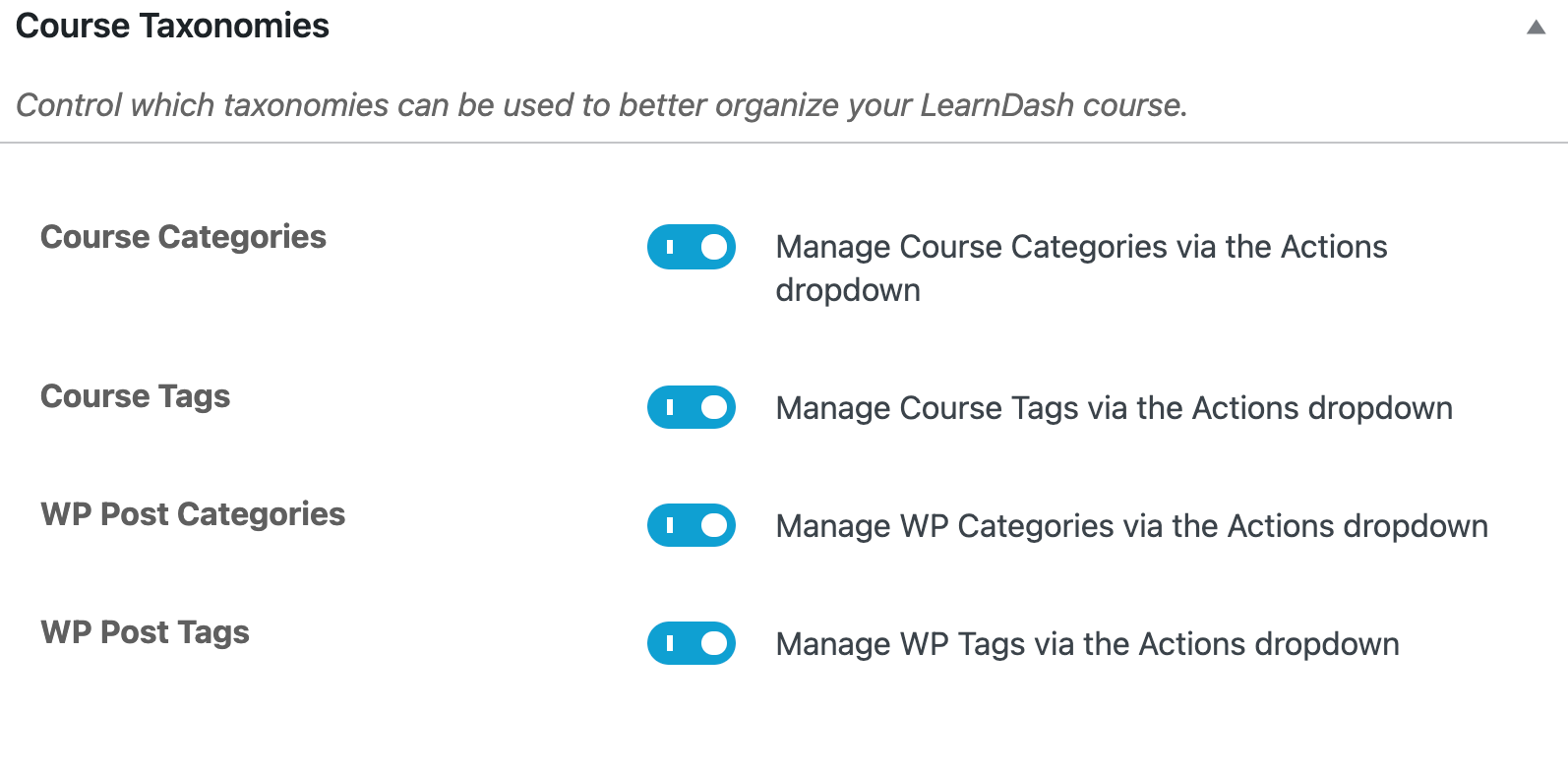 LearnDash course taxonomies and categorization system