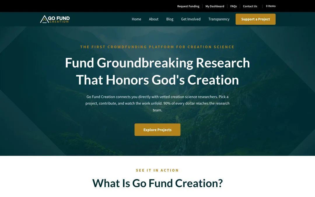 Go Fund Creation website