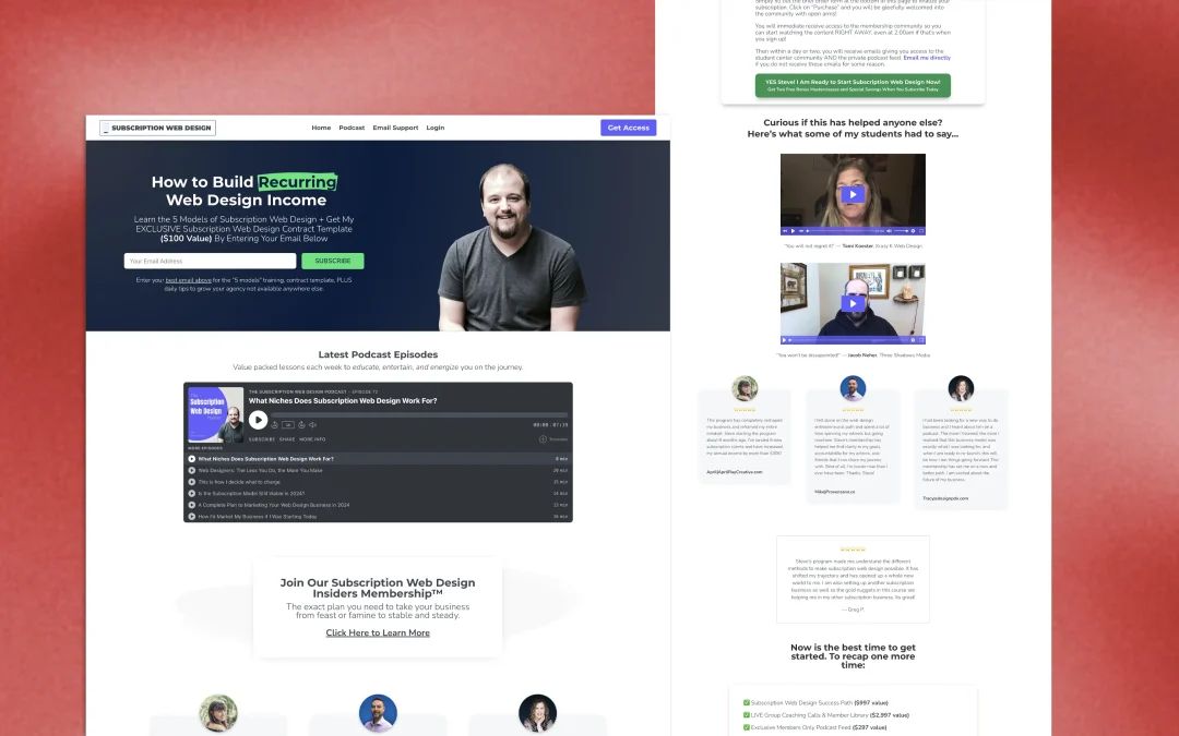 Subscription Web Design website